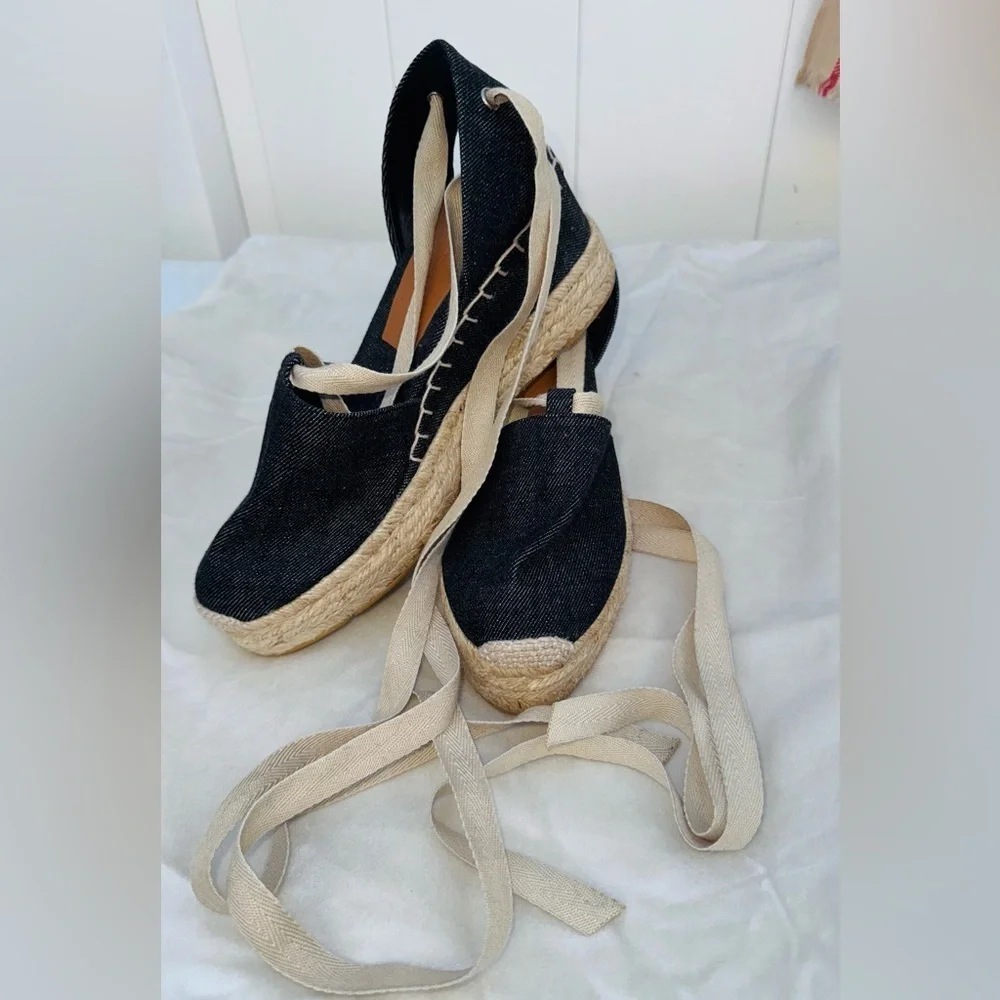 Ralph Lauren Black and Tan Espadrille Sandals